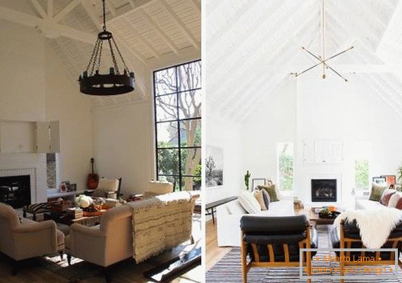 Нов дизајн на ентериер на приватна куќа: дневна соба пред и потоа