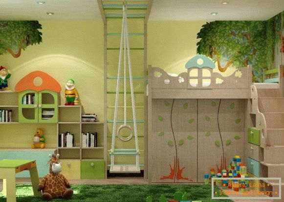 ентериер со природна тема на детска соба за девојка од 3 години