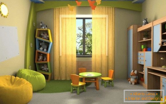 внатрешноста на детска соба во природни бои за девојче