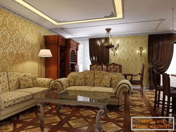 Внатрешен дизајн на дневната соба во приватна куќа во класичен стил - избор на фотографии