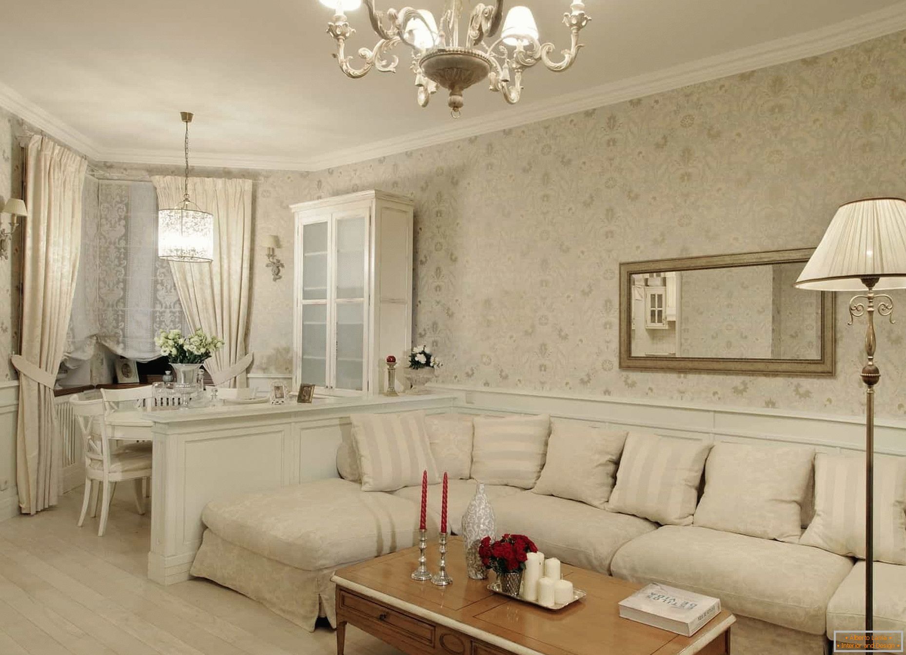 Осветлување во дневната соба во класичен стил