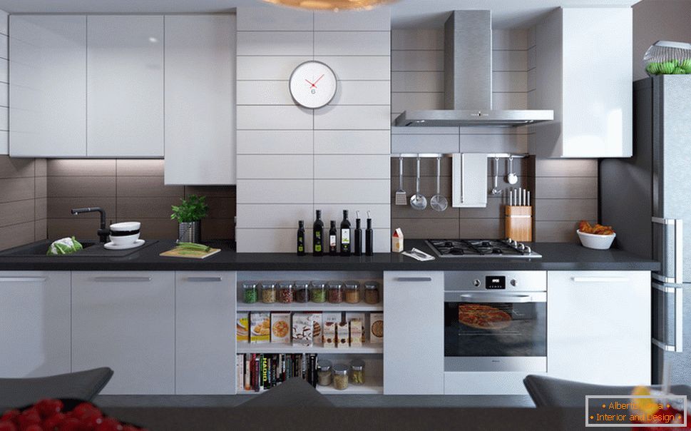 Внатрешност на мал стан во светли бои - дизайн кухни