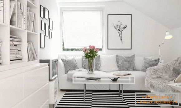 Белата дневна соба во хај-тек стил