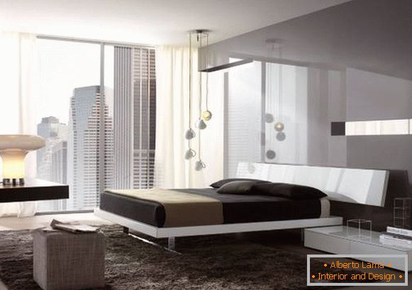 Високотехнички стил во фотографски дизајн на спални