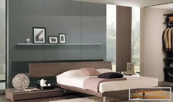 Модерна спална соба во хај-тек стил - шема на бои