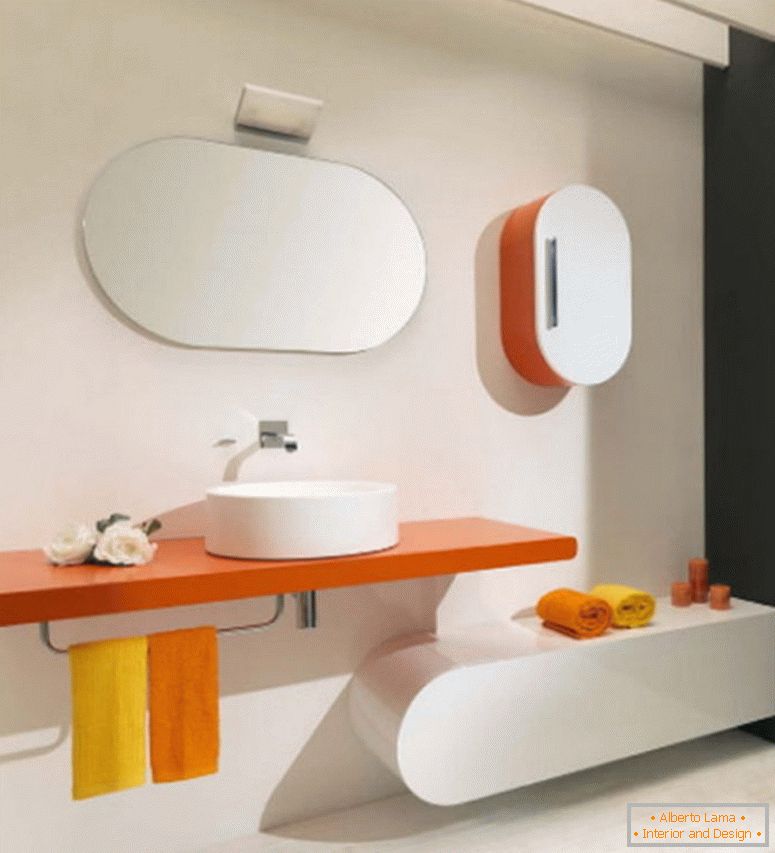 убавина-бел-концепт-дом-внатрешен-дизајн-за-современик-со-портокалова-лебдечки-решетката-има-порцелан-брод-мијалник-и-пешкир-рамки-плус-овална-ѕид-огледало-frameless- со нови бањи-идеи-и-луксуз-ба