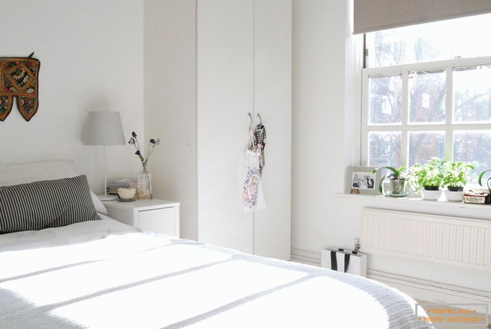 Спална соба за внатрешни работи во скандинавски стил