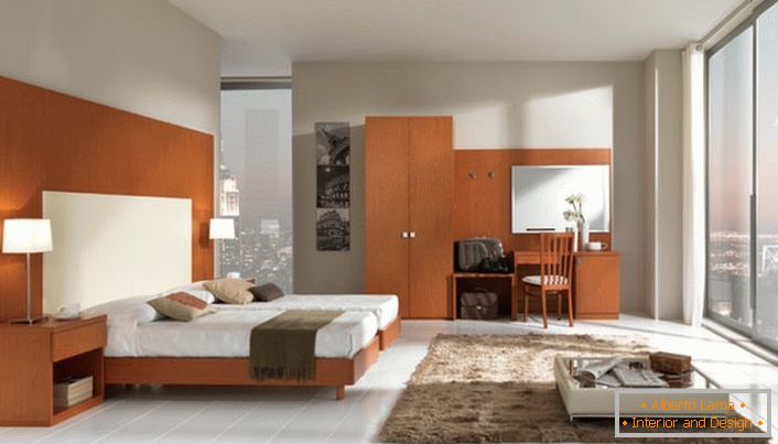 Лаконски дизајн на спалната соба во стилот на Арт Нову. 