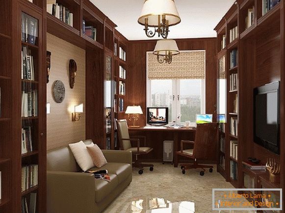 Мебел за канцеларија во стан во класичен стил слика 5