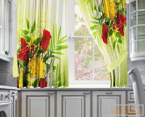 прекрасни модерни завеси во кујната слика, фото 29