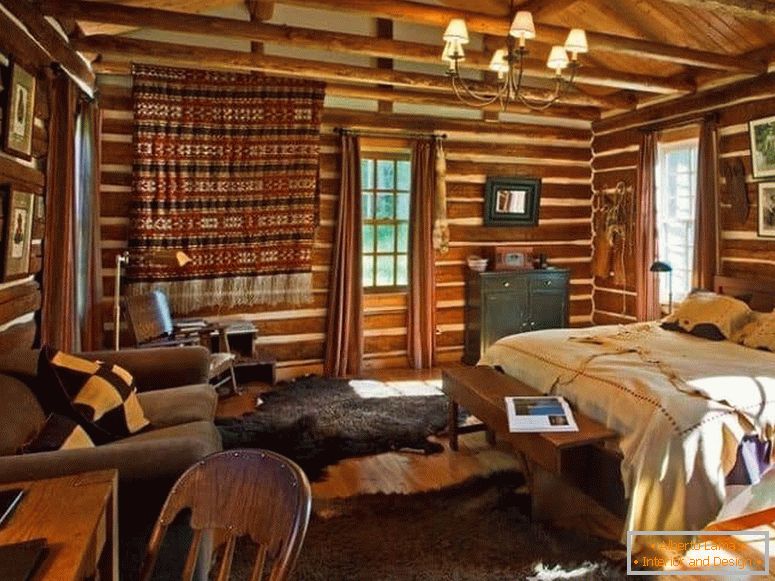Спална соба во селска куќа во стилот на една земја