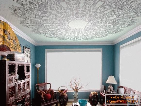 Дизајн на соба со сина делница таванот со печатени модел слика 2016