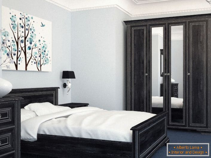 Модуларен мебел за мала спална соба во скандинавски стил.