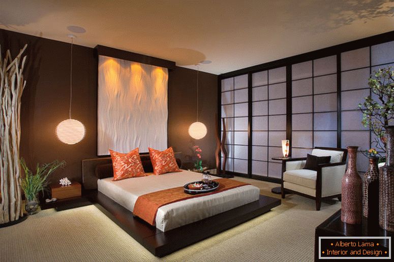 Браун-спална соба-боја-идеи-јапонски