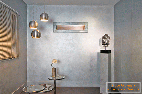 Декоративна боја за ѕидови во стан со метален ефект