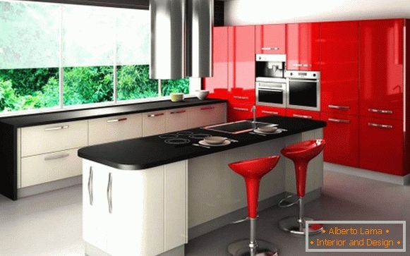 Црвена црна кујна дизајн слика 31