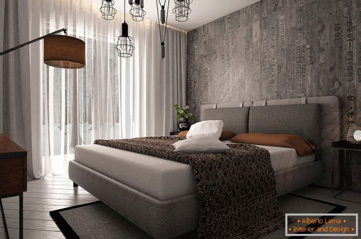Пример за добро избрано осветлување за спална соба во стил на мансарда.
