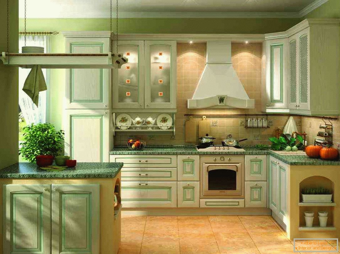 Маслиново боја во внатрешноста на кујната