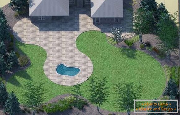 Планирање на куќа на куќата со базен и тераса