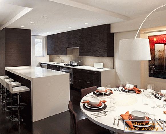 Ултра-модерен стил небольшого кухонного пространства