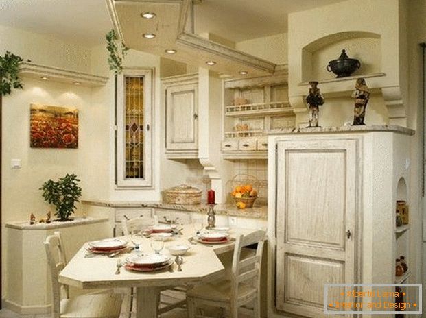 мала кујна во стилот на фотографски дизајн на Прованса