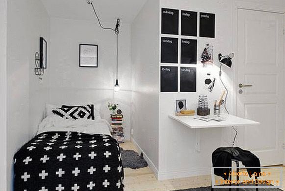 Црна и бела спална соба