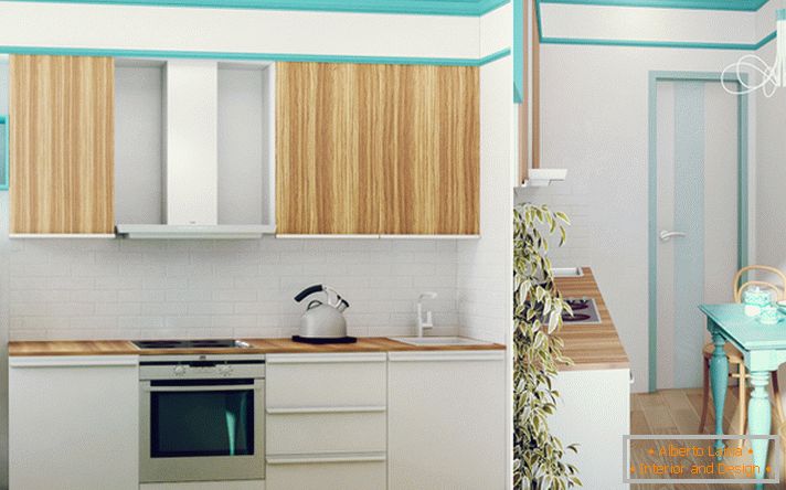 Пример за внатрешен дизајн на мала кујна на фотографијата