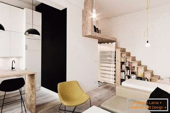 Модерни дизајн студио станови во црна, бела и кафеава тонови