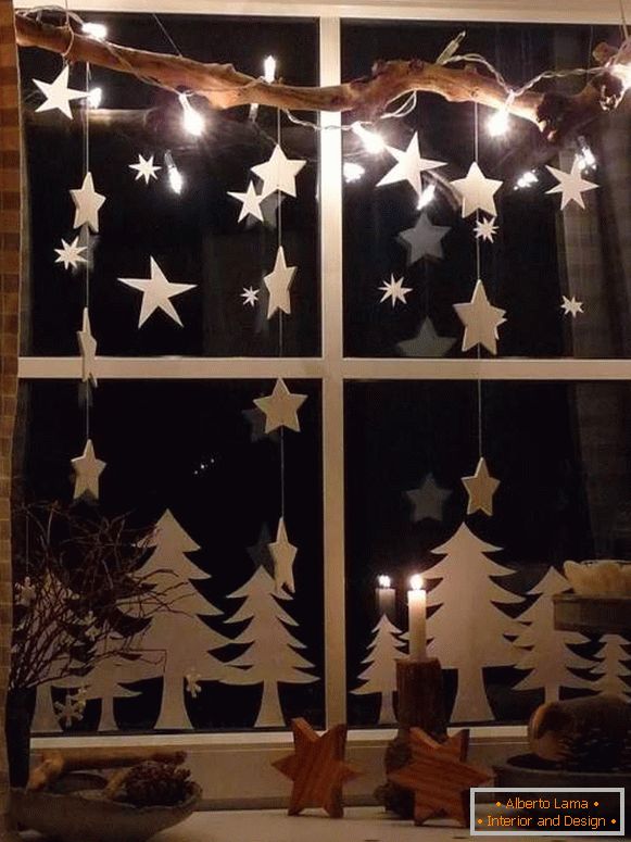 Божиќна венец на прозорецот, фото 47