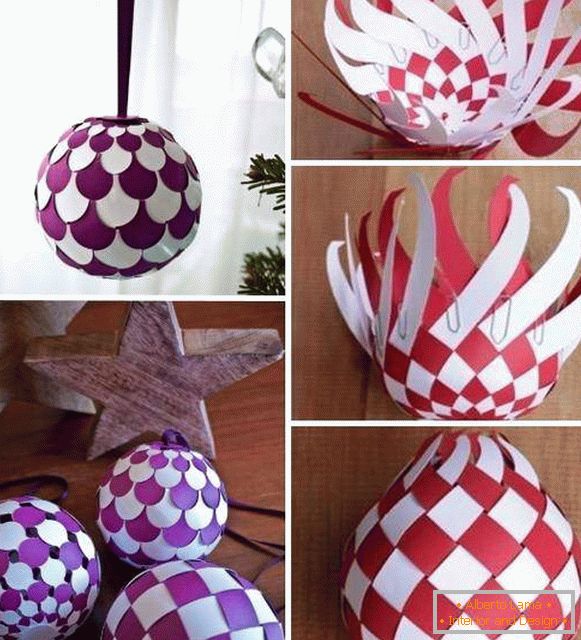 Оригинална Божиќна топка на дрвото - со свои раце направени од хартија
