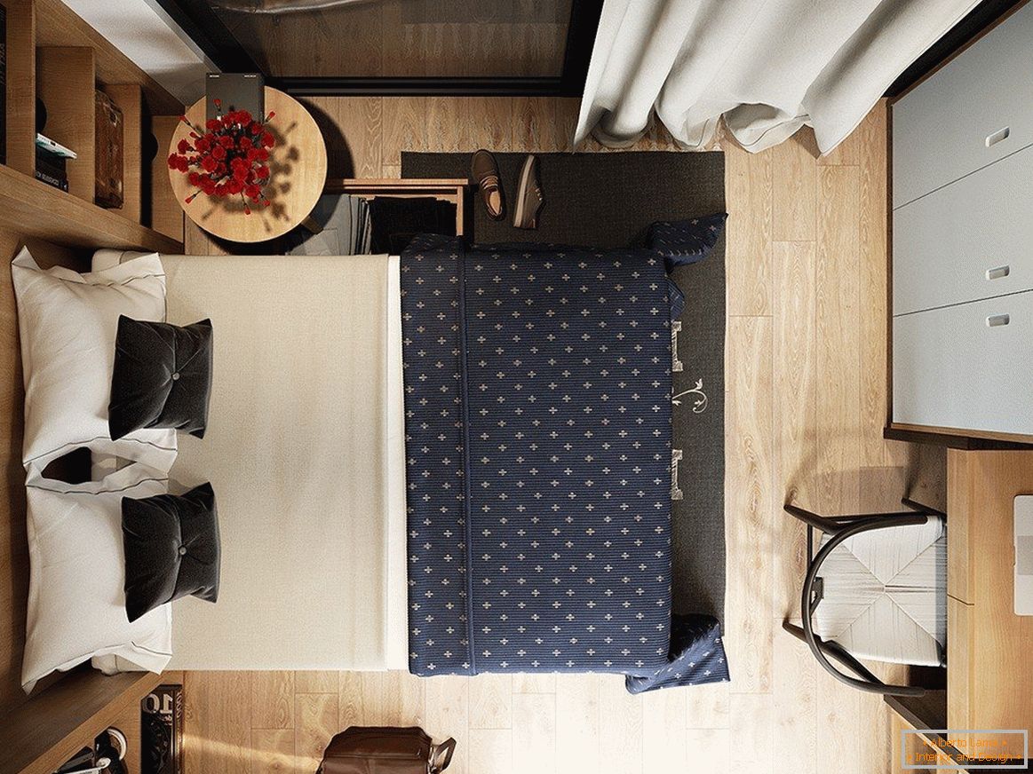 Изгледот на мала брачна спална соба