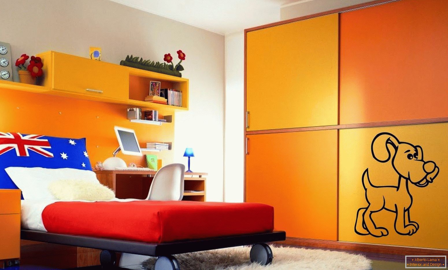 Мебел во портокалова боја