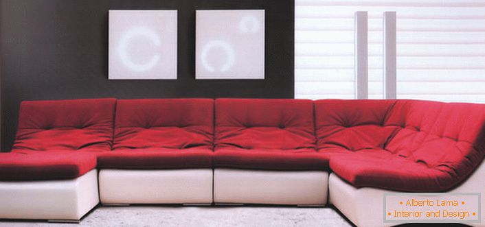 Модуларни дивани во високотехнолошки стил. Неограничени карактеристики во конфигурацијата и палетата на бои.