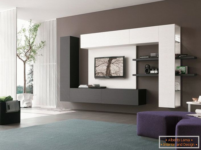 Да се ​​нагласи леснотијата на ентериер дневна соба дизајнери нудат висулка модуларен мебел.
