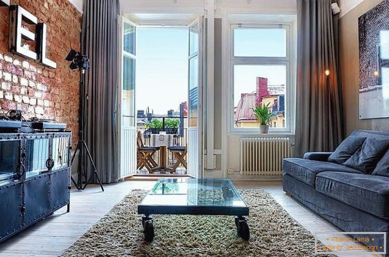 Стилска дневна соба на мал стан во Шведска