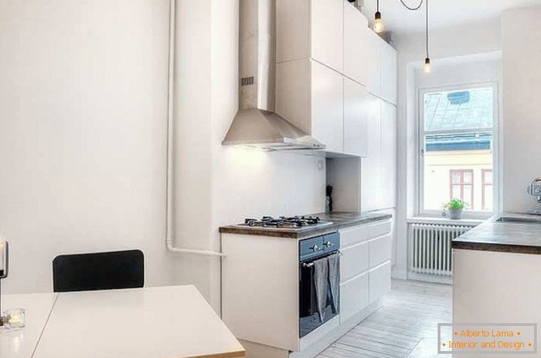 Стилски кујна на мал стан во Шведска