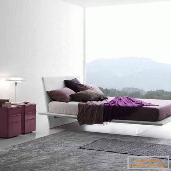 Модерен кревет со проѕирни нозе