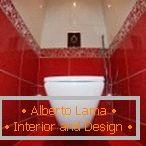 Црвен и бел тоалет дизајн