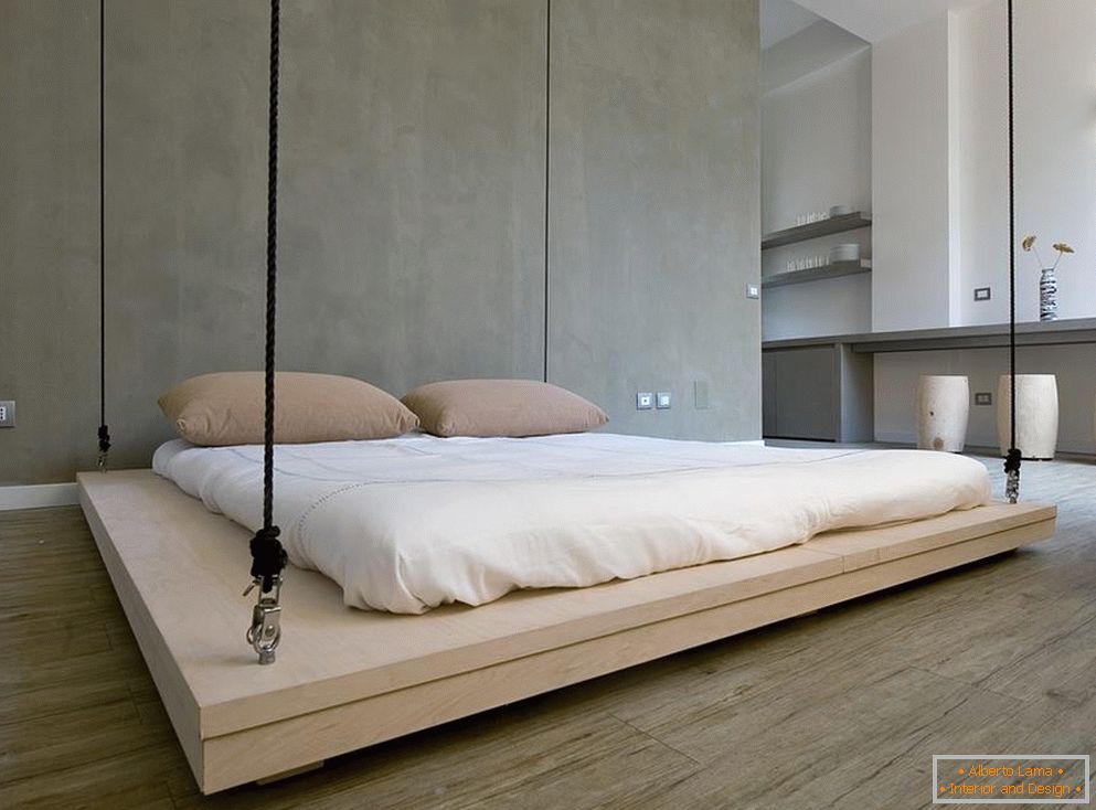 Внатрешноста на спалната соба во стилот на минимализмот