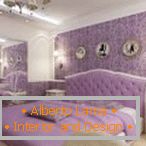 Виолетова спална соба декор