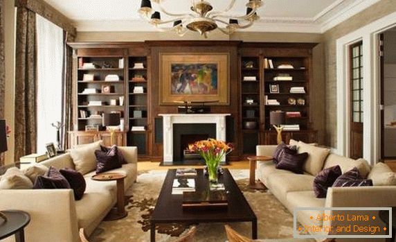 Луксузна дневна соба со симетричен мебел
