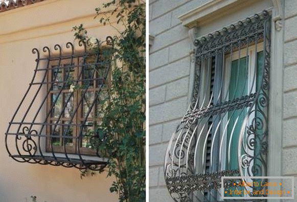 Фалсификувани решетки на прозорци - слика во декор на фасадите на приватни куќи