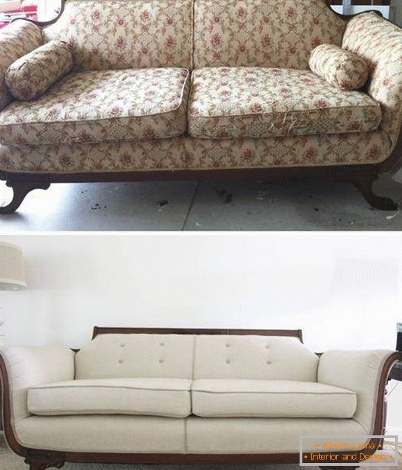 Реставрација на тапациран мебел - фотелја пред и потоа