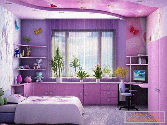 Виолетова боја во внатрешноста на детската соба