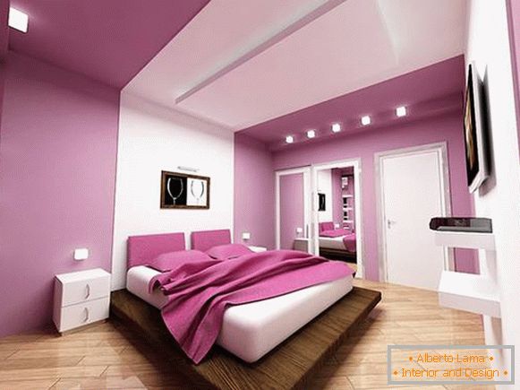 Модерен дизајн на спална соба во светла боја на нежна боја