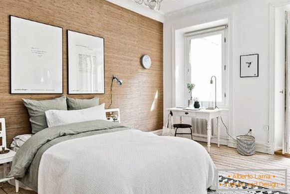 Дизајн на двособен стан во скандинавски стил - фото спална соба