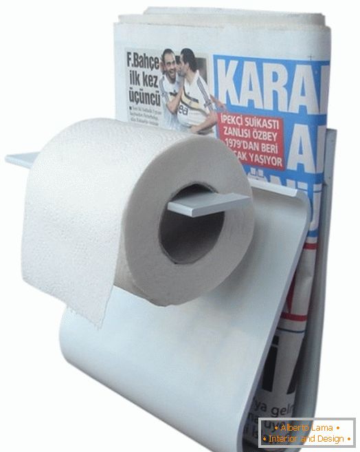 Држач за тоалетна хартија со полица за весник