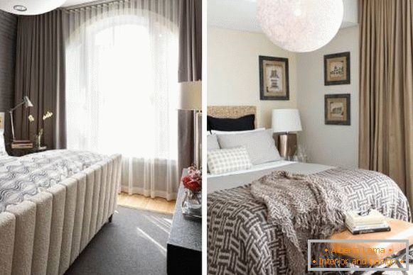 Изберете модерни завеси во мала спална соба - слика 2016