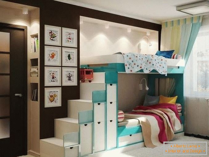 Дизајн на двособен стан за семејство со две деца - слика на внатрешноста на детето