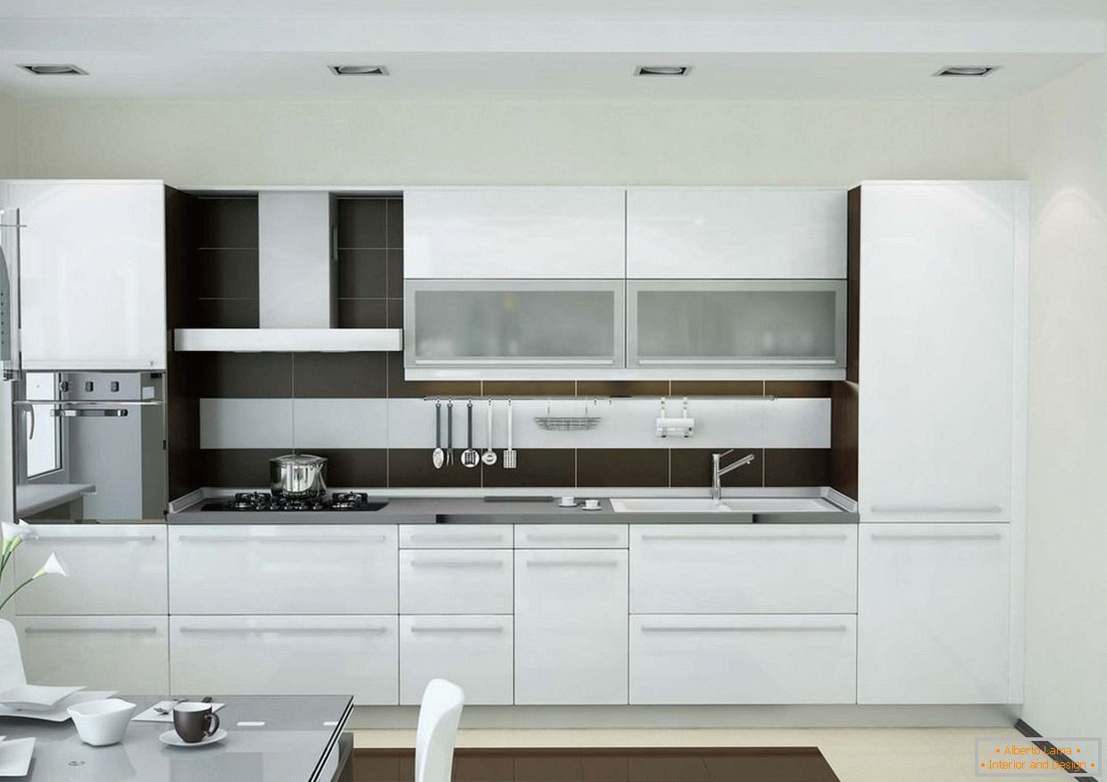 Компактен кујна во бела боја